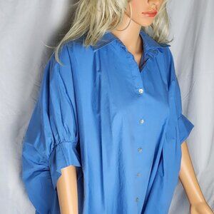 Y2K,smocked, top, dolman cuffed sleeves, collard, button up, 100% cotton, size3X
